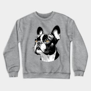 Stunning and Cool French Bulldog Monochrome and Gold Portrait for Father's Day Crewneck Sweatshirt